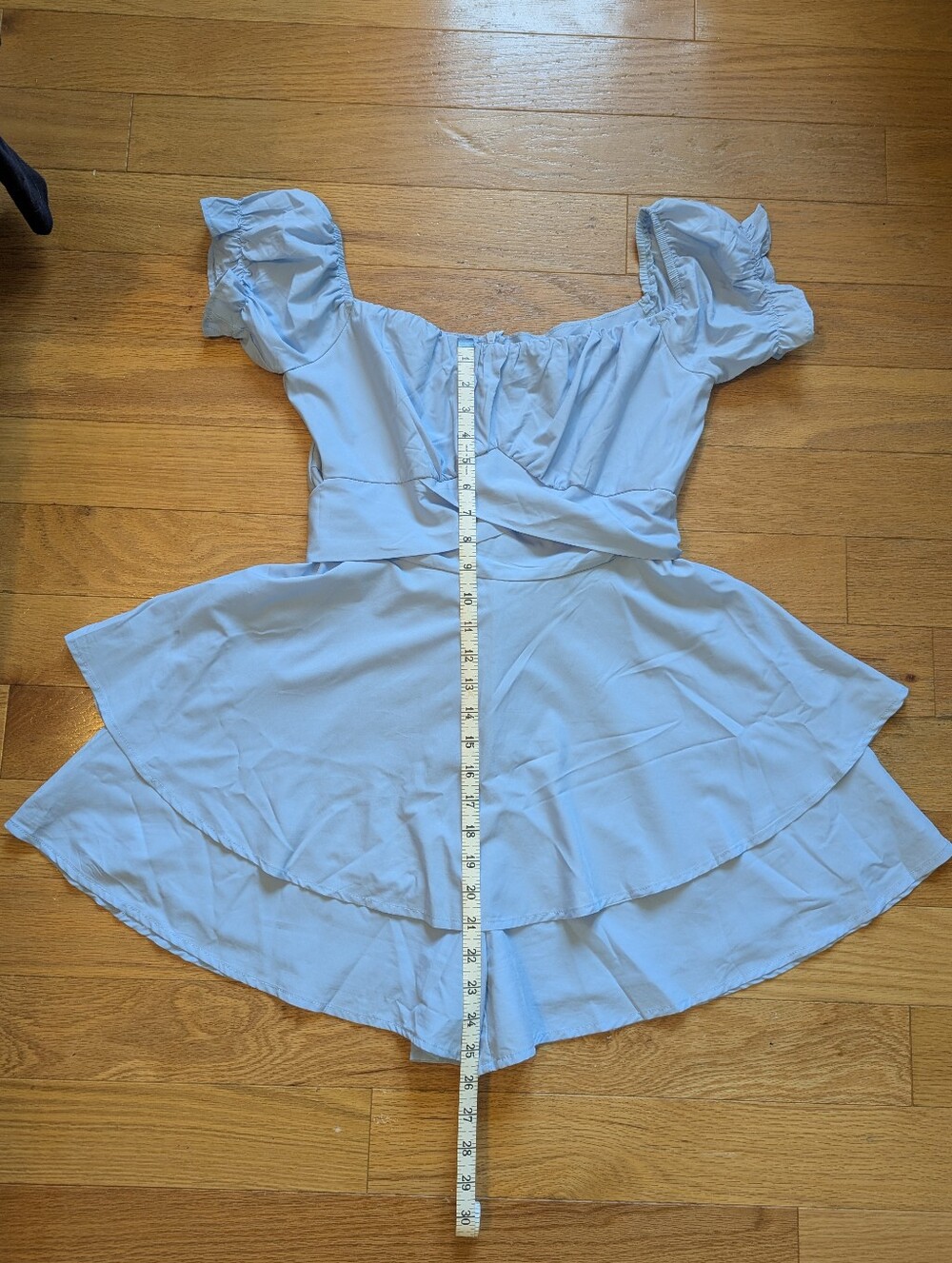 Blue Off The Shoulder Ruffle Romper - Picture 7 of 9